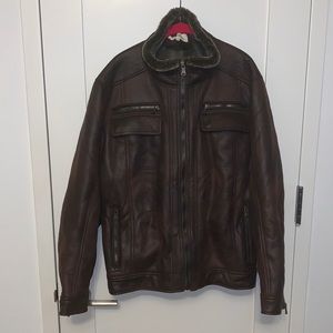 XL Calvin Klein Coat Faux Fur Leather Jacket